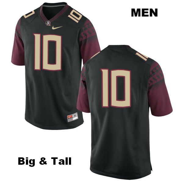 Men's NCAA Nike Florida State Seminoles #10 Anthony Grant College Big & Tall No Name Black Stitched Authentic Football Jersey BMJ0269GD